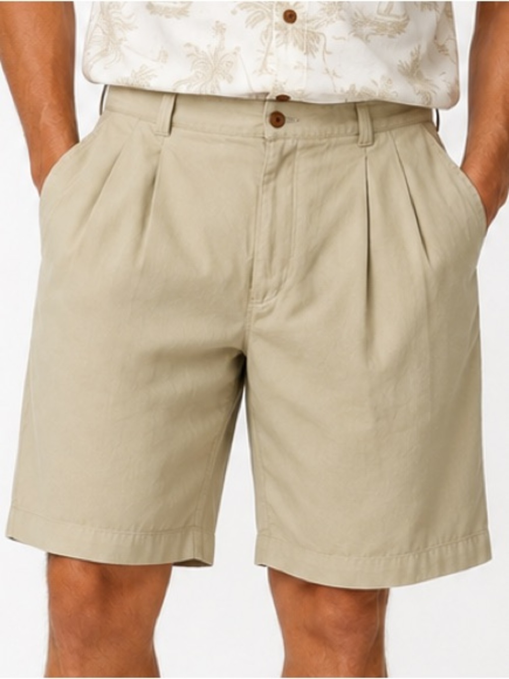 Tommy Bahama Men’s 100% Silk Khaki Bermuda Shorts